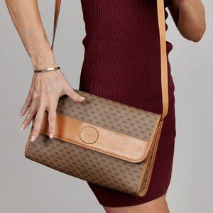 Gucci Certified Authentic Vintage Sherry Line Clutch Bag GG Purse Logo